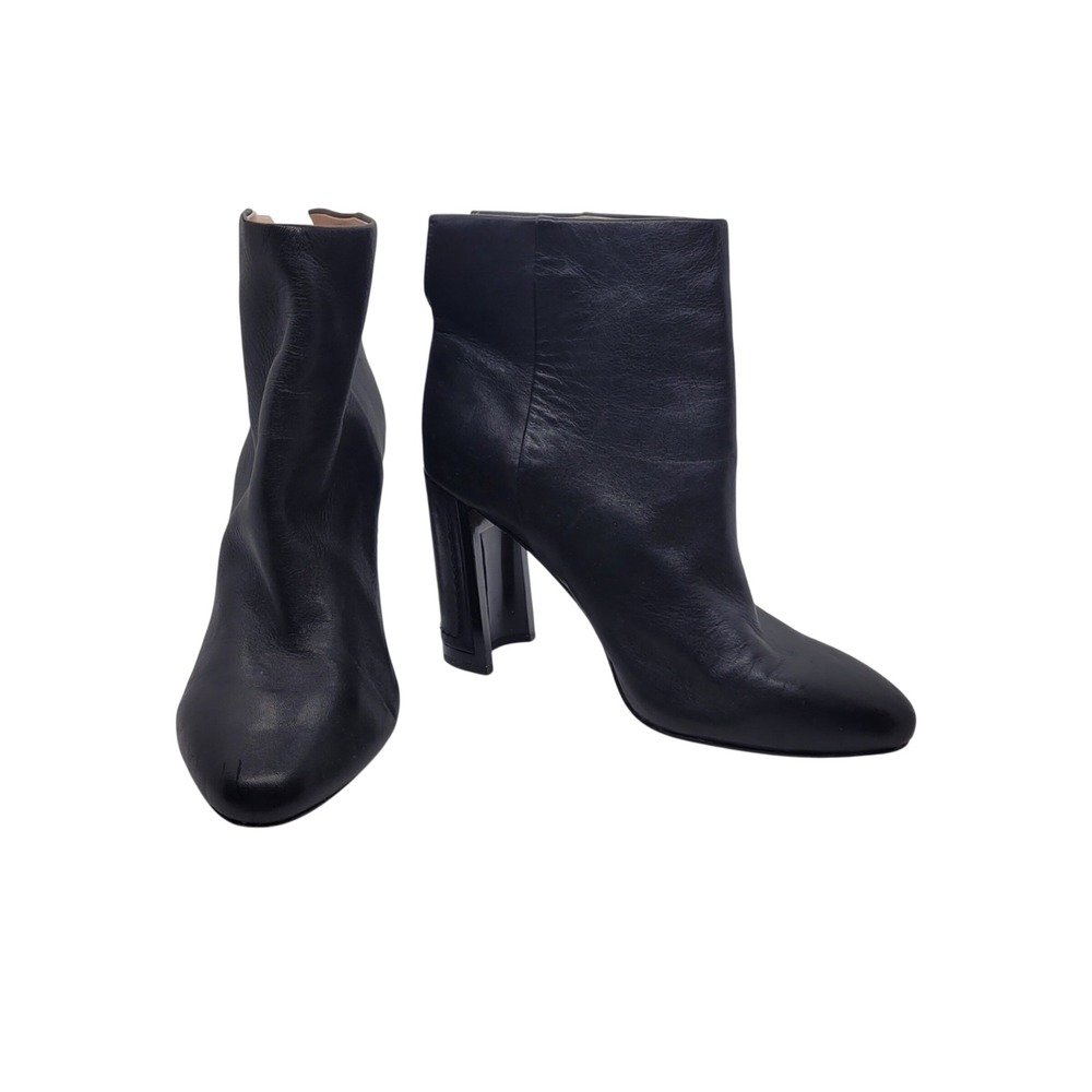AD & Daughters Black Leather Ankle Boots Architectural Block Heel Italy 5.5